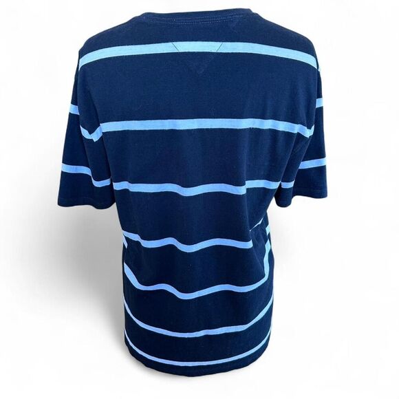 Tommy Hilfiger Navy Blue Striped Tee Shirt - Size L - Classic Casual Preppy - Picture 6 of 8